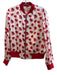 Alice & Olivia Size S/P Red, Pink & White Silk Lips Front Zip Bomber Jacket Red, Pink & White / S/P
