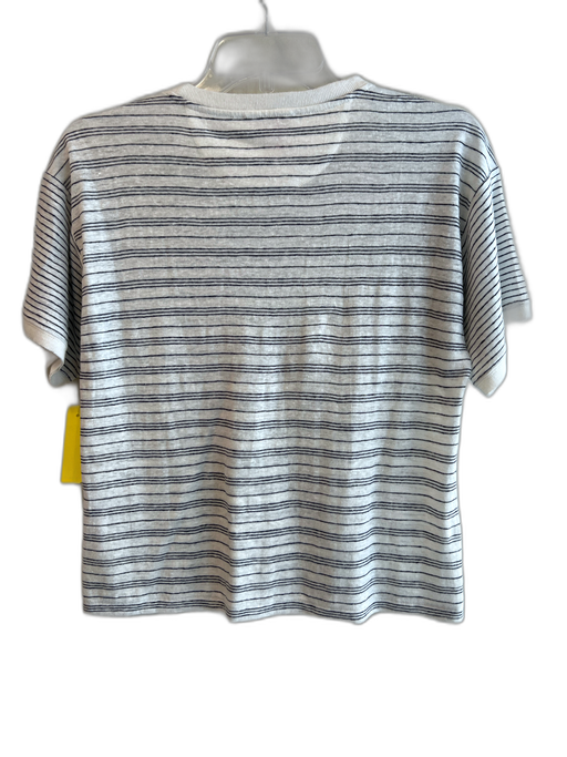 Frame Size S White & Black Organic Linen Short Sleeve Striped Round Neck Top White & Black / S