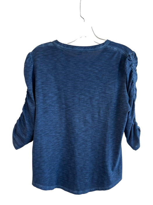 Veronica Beard Size S/P Navy Pima Cotton Heathered Round Neck 3/4 Sleeve Top Navy / S/P