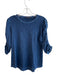 Veronica Beard Size S/P Navy Pima Cotton Heathered Round Neck 3/4 Sleeve Top Navy / S/P