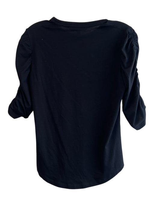 Veronica Beard Size S Black Pima Cotton Heathered Round Neck 3/4 Sleeve Top Black / S