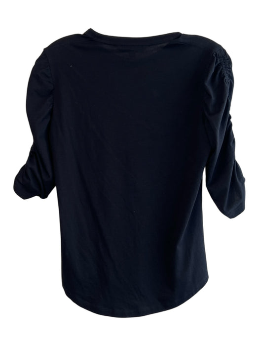 Veronica Beard Size S Black Pima Cotton Heathered Round Neck 3/4 Sleeve Top Black / S