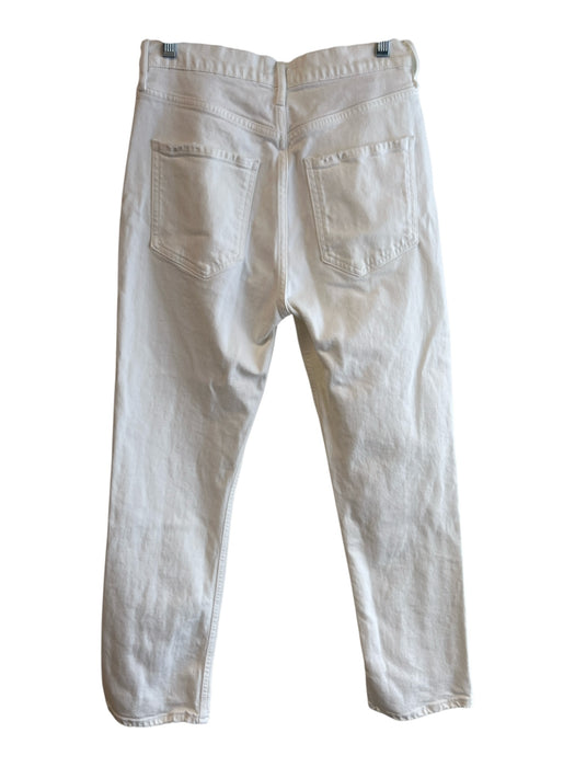 Agolde Size 27 White Cotton High Rise Button Fly 5 Pocket Straight Leg Jeans White / 27