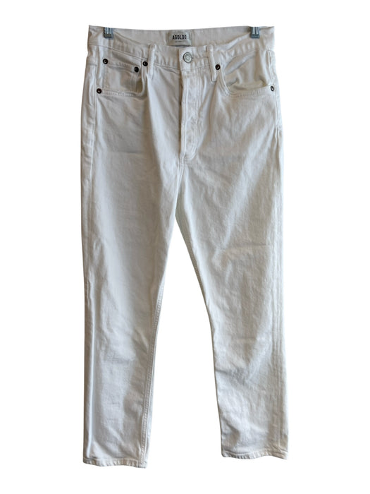 Agolde Size 27 White Cotton High Rise Button Fly 5 Pocket Straight Leg Jeans White / 27