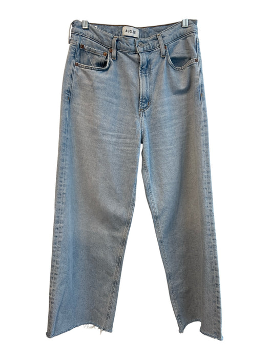 Agolde Size 28 Light Wash Cotton High Rise Zip Fly 5 Pocket Wide Leg Jeans Light Wash / 28