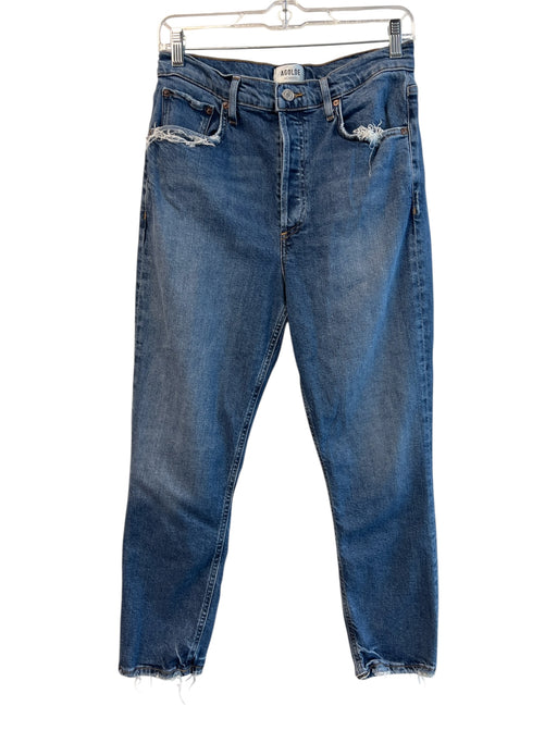 Agolde Size 28 Dark Wash Cotton High Rise Button Fly 5 Pocket Straight Leg Jeans Dark Wash / 28