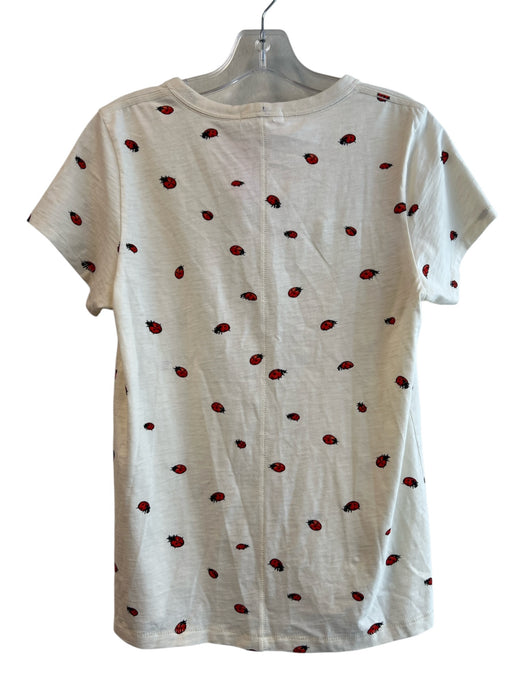 Rag & Bone Size M Ivory Cotton Round Neck Short Sleeve Ladybug Top Ivory / M