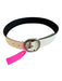 Sam Edelman White Genuine Leather Polished Silver Buckle Circular Wide 2" Belts White / M