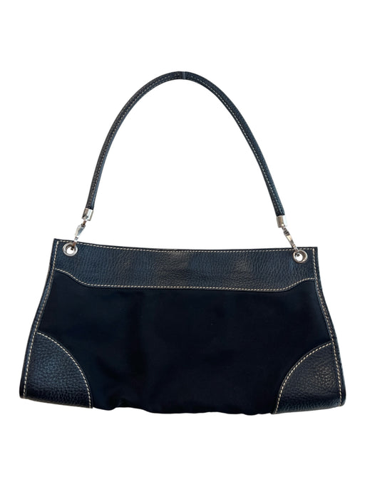 Tod's Black Nylon & Leather Top Handle Zip Close silver hardware Bag Black / S