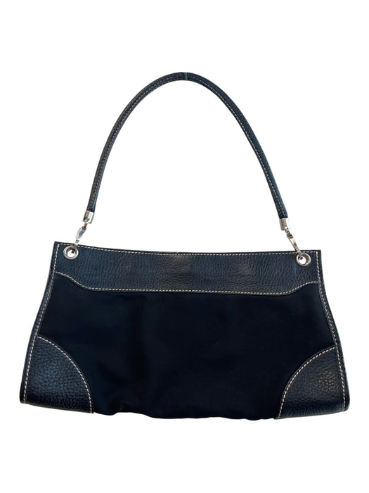 Tod's Black Nylon & Leather Top Handle Zip Close silver hardware Bag Black / S