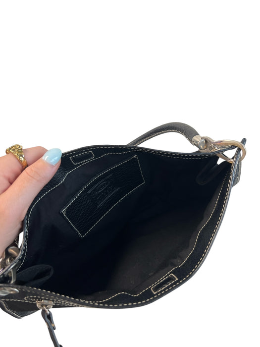 Tod's Black Nylon & Leather Top Handle Zip Close silver hardware Bag Black / S