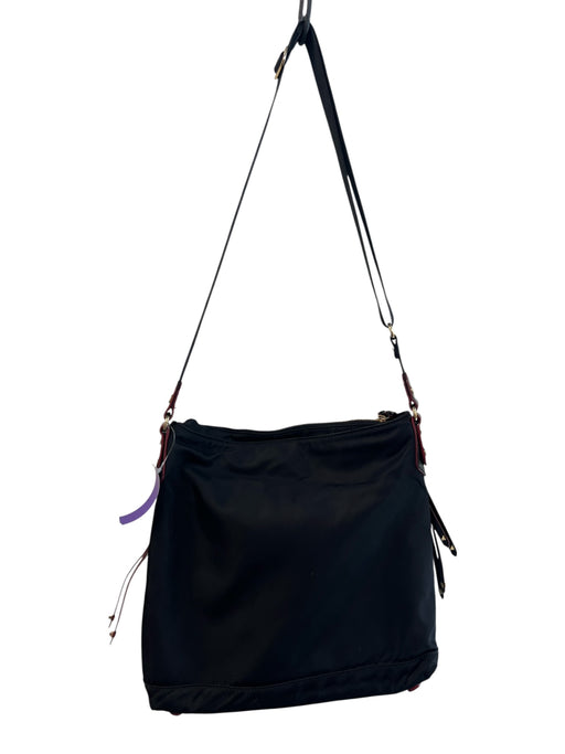 MZ Wallace Black Nylon Adjustable Strap Inside & Outside Pockets Zip Close Bag Black