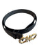 Salvatore Ferragamo Black Leather Gold hardware Logo Peg Clasp Belts Black / XL