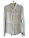 Spanx Size 8 Cream Silk Button Down Long Sleeve Collared Sheer Top Cream / 8