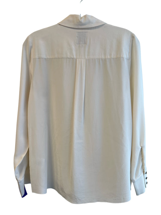 Go > Go Silk Size Small Cream Silk Button Down Long Sleeve Ruffle Detail Top Cream / Small