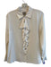 Go > Go Silk Size Small Cream Silk Button Down Long Sleeve Ruffle Detail Top Cream / Small