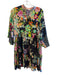 Johnny Was Size XS Black & Multi Viscose 3/4 Flare Sleeve V Neck Mini Dress Black & Multi / XS