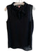 Go > Go Silk Size Small Black Silk Sleeveless Tie Neck Semi Sheer High Neck Top Black / Small