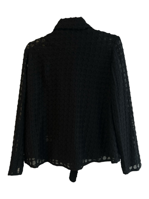 Akris Size 6 Black Cotton & Nylon Semi Sheer Asymetric Zip Collared Jacket Black / 6