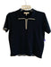 Frame Size Medium Navy & Cream Cotton Short Sleeve Collared Gold Hardware Top Navy & Cream / Medium