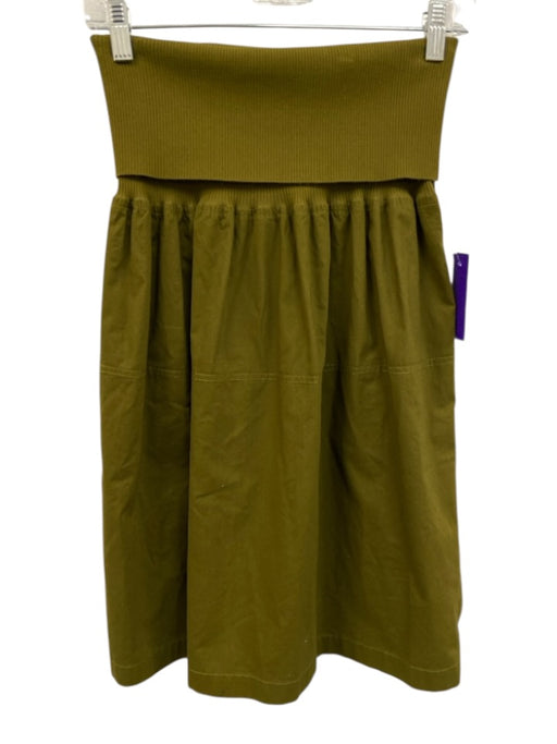 Proenza Schouler White Label Size S Olive Green Cotton Ribbed Knee Length Skirt Olive Green / S