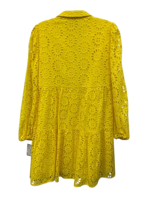 Lilly Pulitzer Size 6 Yellow Cotton Floral Eyelet Long Balloon Sleeve Dress Yellow / 6