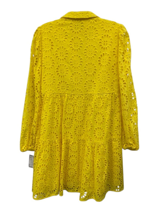 Lilly Pulitzer Size 6 Yellow Cotton Floral Eyelet Long Balloon Sleeve Dress Yellow / 6