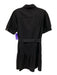 Maven West Size S Black Cotton Short Puff Sleeve 1/2 Button Breast Pockets Dress Black / S