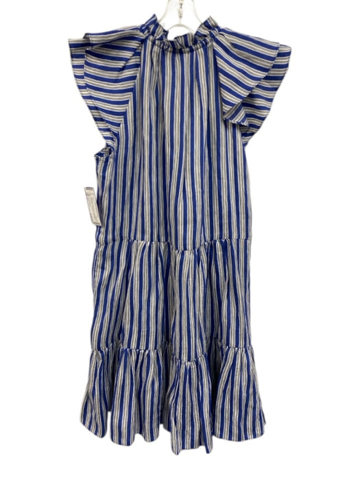 Veronica Beard Size 4 Blue, White & Black Linen Blend Striped Cap Sleeve Dress Blue, White & Black / 4