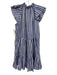 Veronica Beard Size 4 Blue, White & Black Linen Blend Striped Cap Sleeve Dress Blue, White & Black / 4