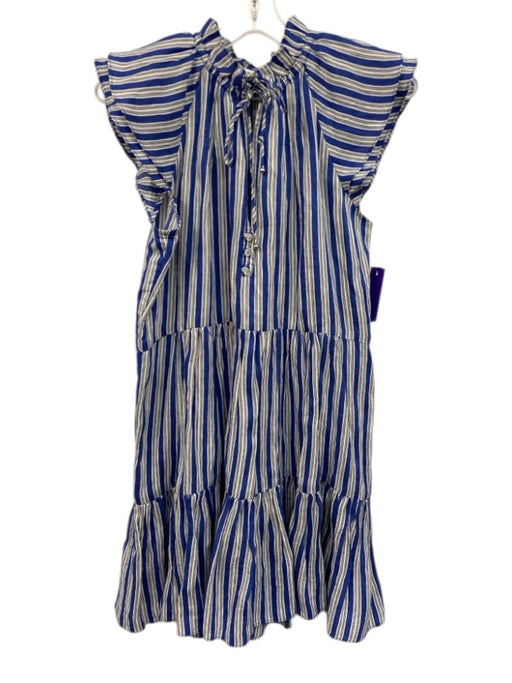 Veronica Beard Size 4 Blue, White & Black Linen Blend Striped Cap Sleeve Dress Blue, White & Black / 4