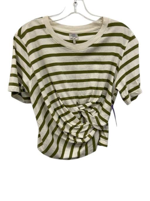 Baum und Pferdgarten Size S Cream White & Green Cotton Short Sleeve Stripe Top Cream White & Green / S