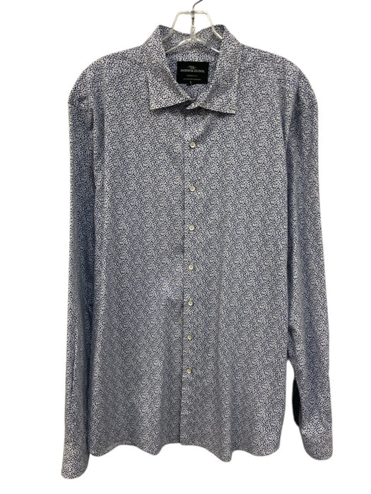 Rodd & Gun Size XL Blue & White Cotton Abstract Button Up Long Sleeve Shirt Blue & White / XL