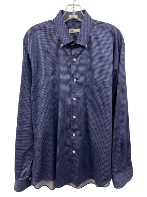 Peter Millar Size L Blue & Purple Cotton Micro Button Up Men's Long Sleeve Shirt Blue & Purple / L