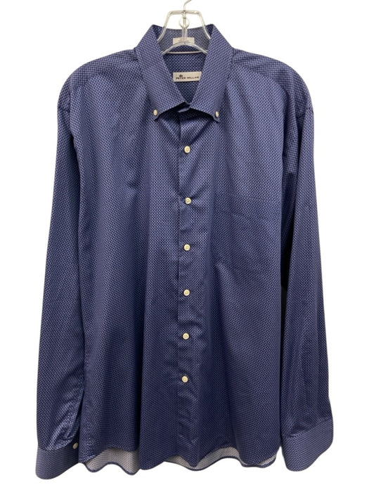 Peter Millar Size L Blue & Purple Cotton Micro Button Up Men's Long Sleeve Shirt Blue & Purple / L