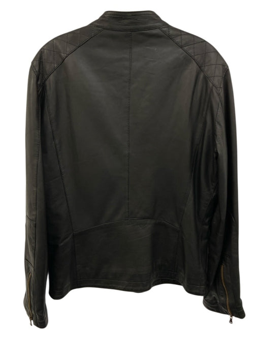 Vera Pella Size XL Black Leather Solid Moto Men's Jacket Black / XL