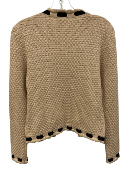 L'agence Size S Beige & Black Wool Blend Textured Knit Open Front Sweater Beige & Black / S