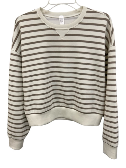 Spanx Size S Cream White & Taupe Beige Modal Blend Striped Long Sleeve Sweater Cream White & Taupe Beige / S