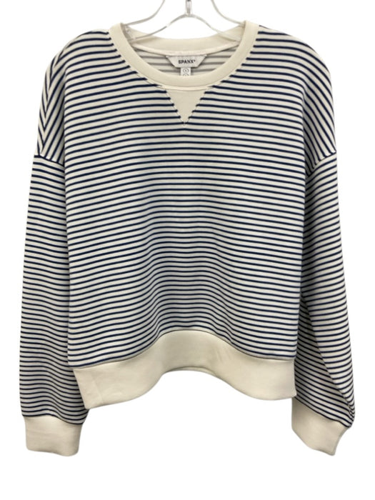 Spanx Size S Cream White & Navy Blue Modal Blend Striped Long Sleeve Sweater Cream White & Navy Blue / S