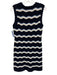 Veronica Beard Size M Navy Blue & White Cotton Blend Ribbed Knit Dress Navy Blue & White / M
