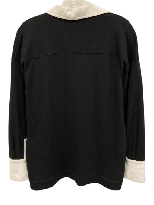 Reiss Size XS Black & White Cotton Long Sleeve Collared V Neck Pullover Top Black & White / XS