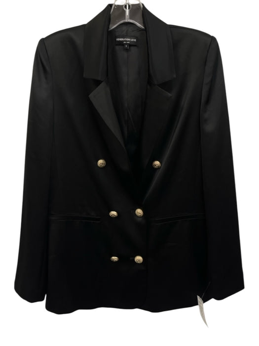 Generation Love Size 6/S Black Acetate Blend Satin Pleated Front Blazer Pant Set Black / 6/S