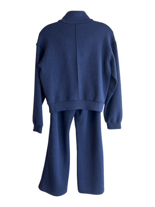 Spanx Size S Navy Blue Polyester Elastic Waist Zip Front Wide Leg Pant Set Navy Blue / S