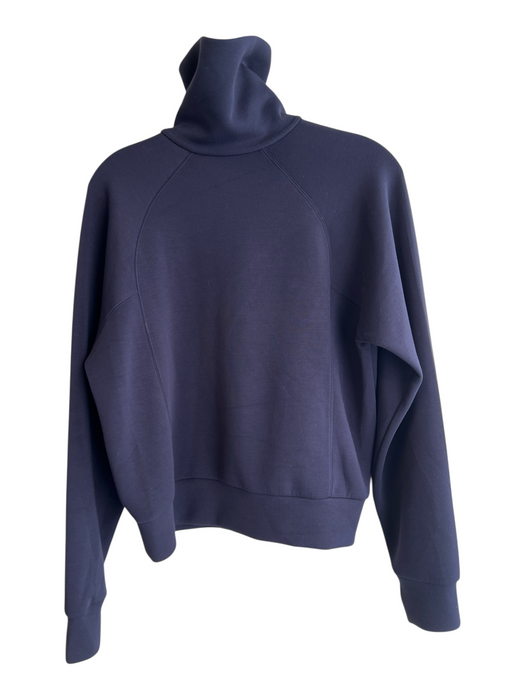 Spanx Size S Navy Blue Polyester Long Sleeve solid color 3/4 Zip Lined Sweater Navy Blue / S