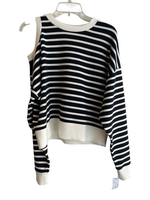 Spanx Size S Black & White Polyester Long Sleeve Striped Cut Out Design Top Black & White / S