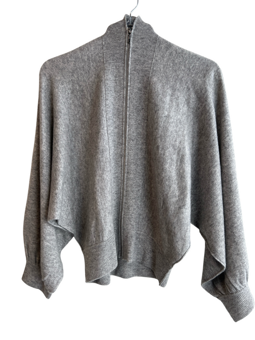 27 Miles Size S Grey Wool & Cashmere Long Sleeve Wide Sleeve Zip front Sweater Grey / S