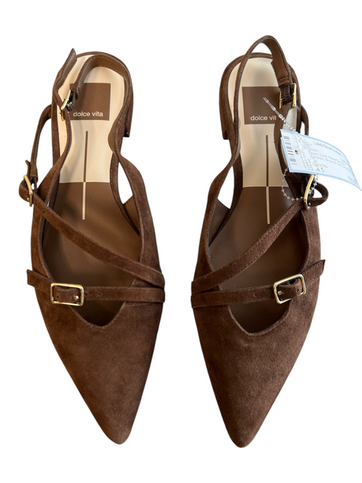 Dolce Vita Shoe Size 6.5 Brown Suede Pointed Toe Silver Hardware Flats Shoes Brown / 6.5