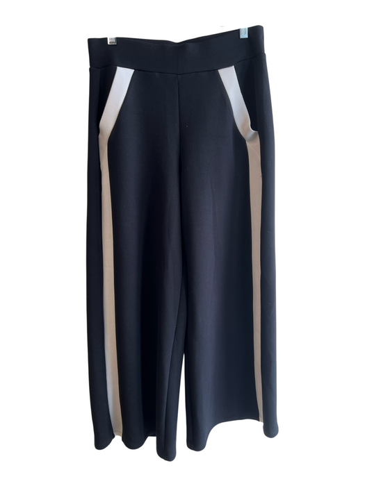 Spanx Size M Black & White Polyester Elastic Waist seam detail Wide Leg Pants Black & White / M