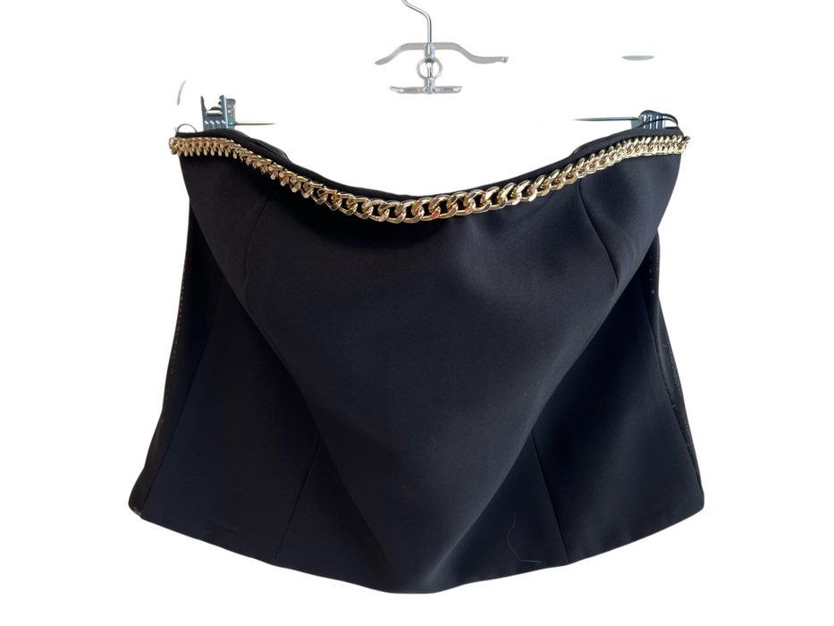 Generation Love Size M Black Polyester Strapless Chain Detail bustier Top Black / M