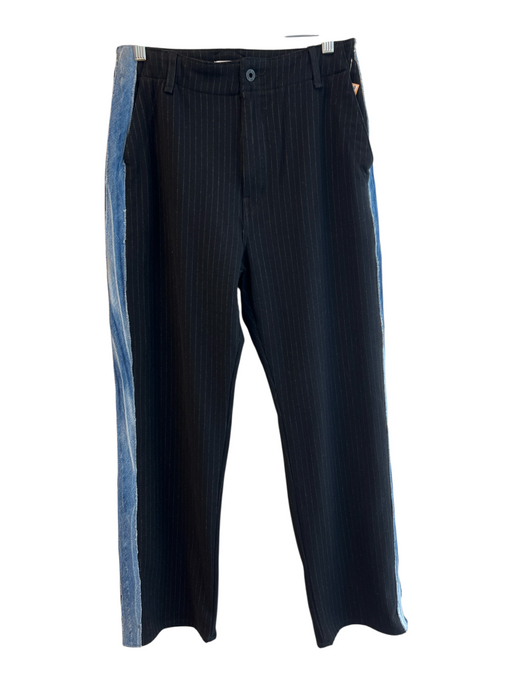 ASKK NY Size 26 Black & Blue Rayon High Rise jean seam Zip Fly Wide Leg Pants Black & Blue / 26